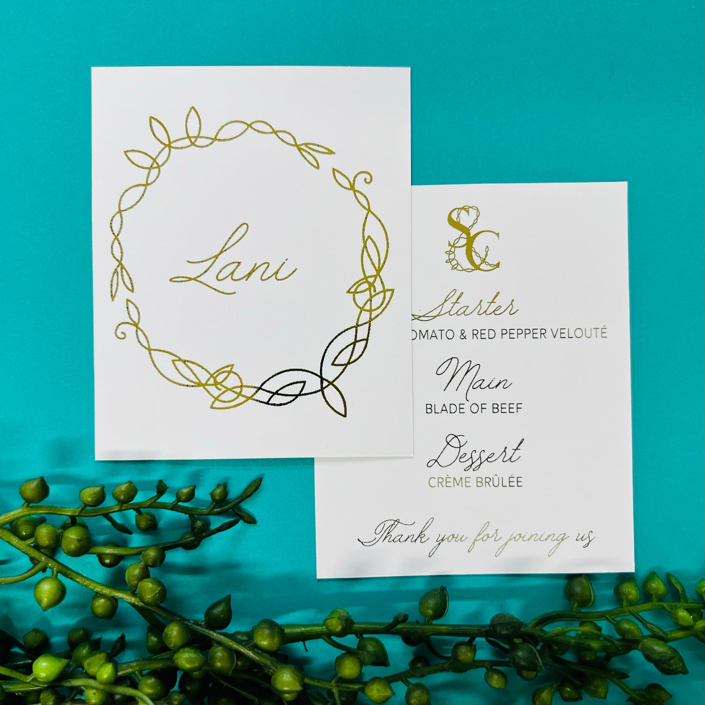 Large Flat Foiled Place Cards