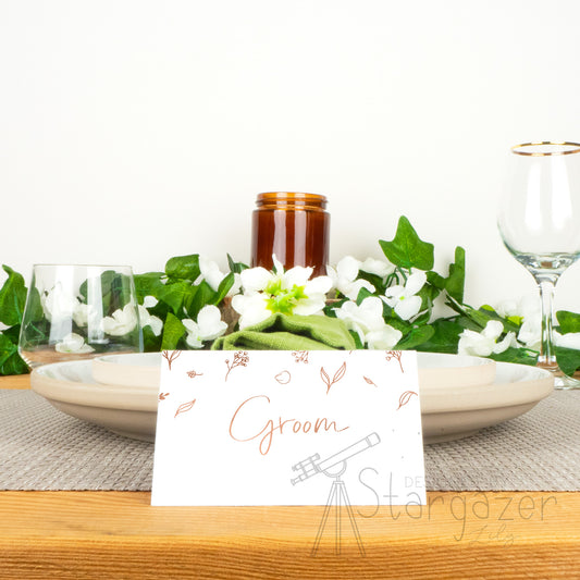 Baby's Breath Floral Folded Place Cards