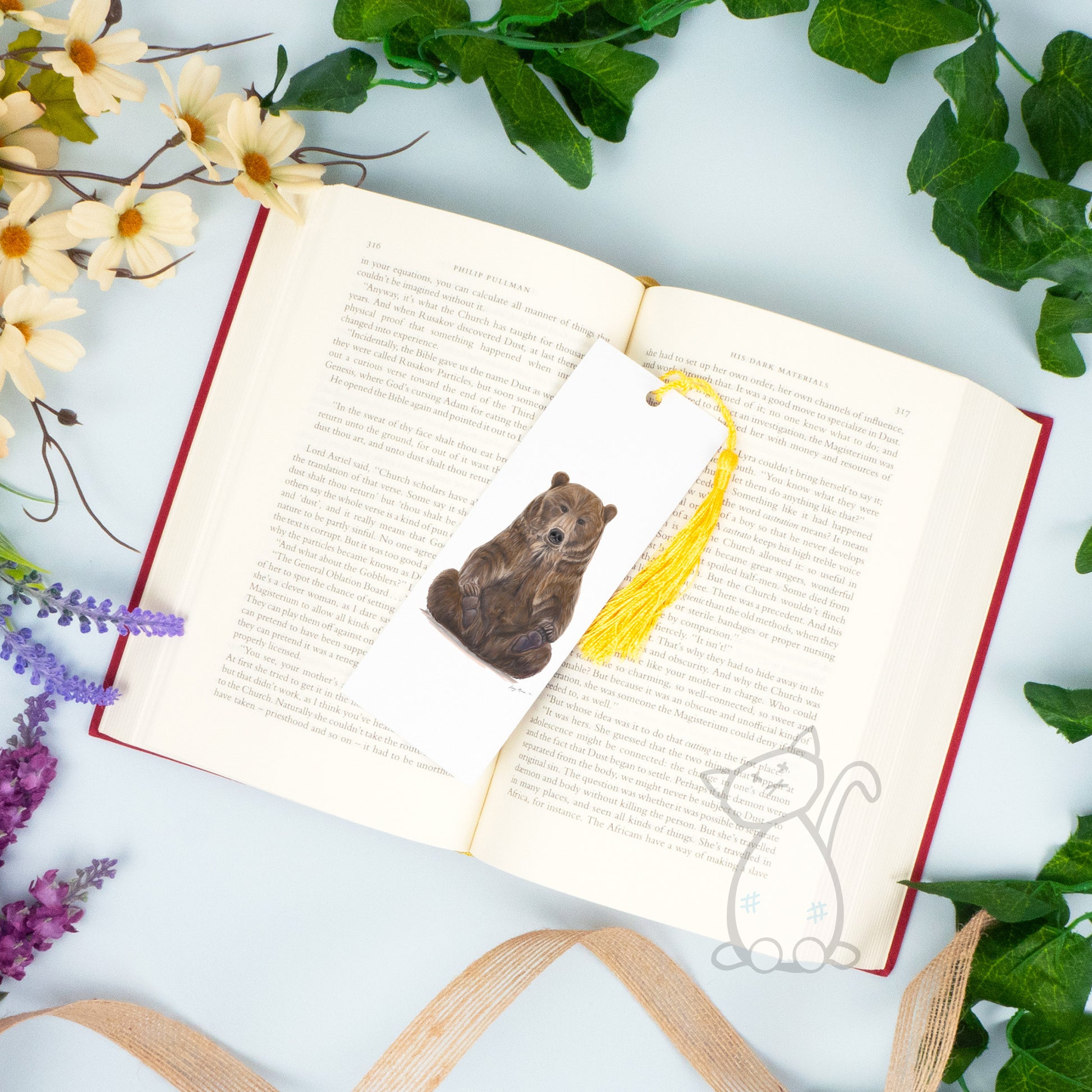 Buddha Bear Bookmark - yellow tassel - designed by Kitastrophe, printed by Bright Bear Designs