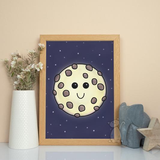 'Cookie Moon' - A4 gloss print, designed by Kitastrophe, printed by Bright Bear Designs