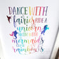 Dance With Fairies - Rainbow foil, detail. Handmade foil print by ClaireyGraphy, printed by Bright Bear Designs