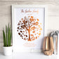 Family Tree - Copper Foil. Personalised foil print by ClaireyGraphy, printed by Bright Bear Designs.