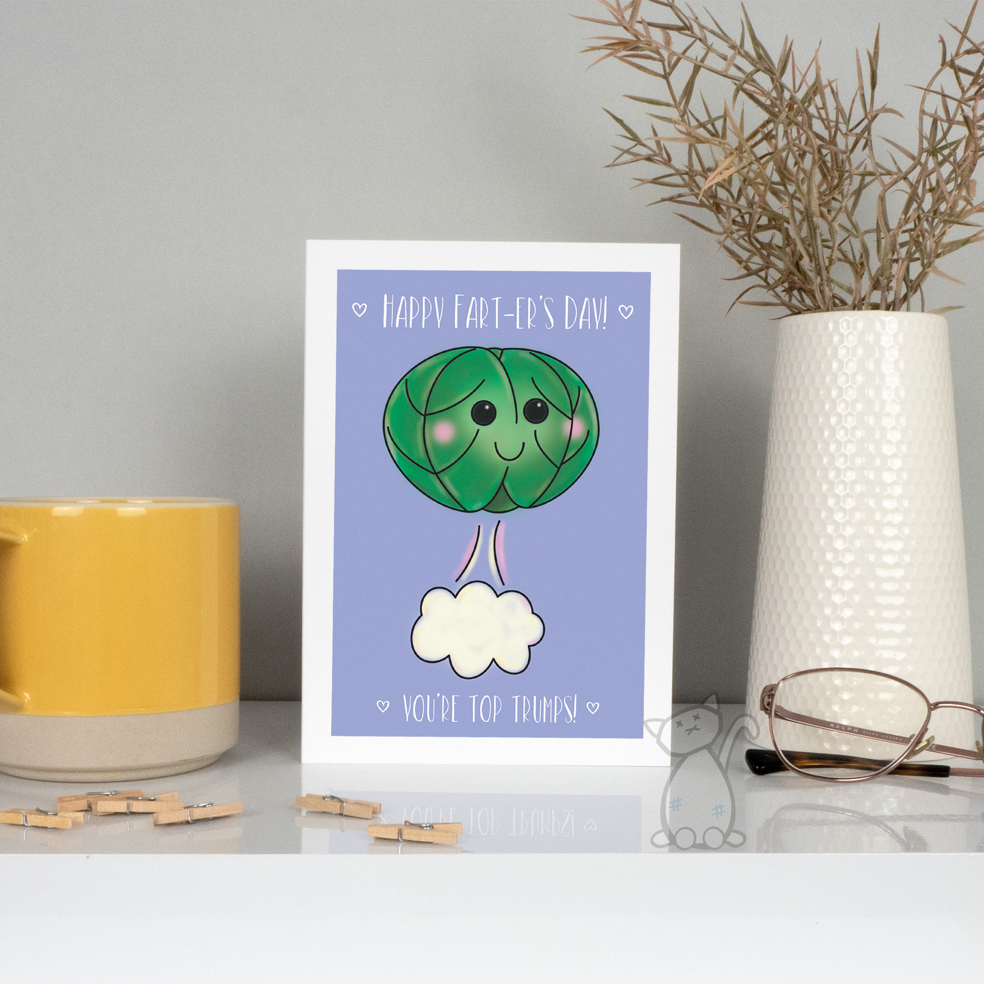 Happy Farter's Day Card - 7x5" card, designed by Kitastrophe, printed by Bright Bear Designs