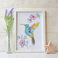 Hummingbird - Rainbow foil, framed. Handmade foil print created by Stargazer Lily, produced by Bright Bear Designs