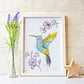 Hummingbird - Silver foil, framed. Handmade foil print created by Stargazer Lily, produced by Bright Bear Designs