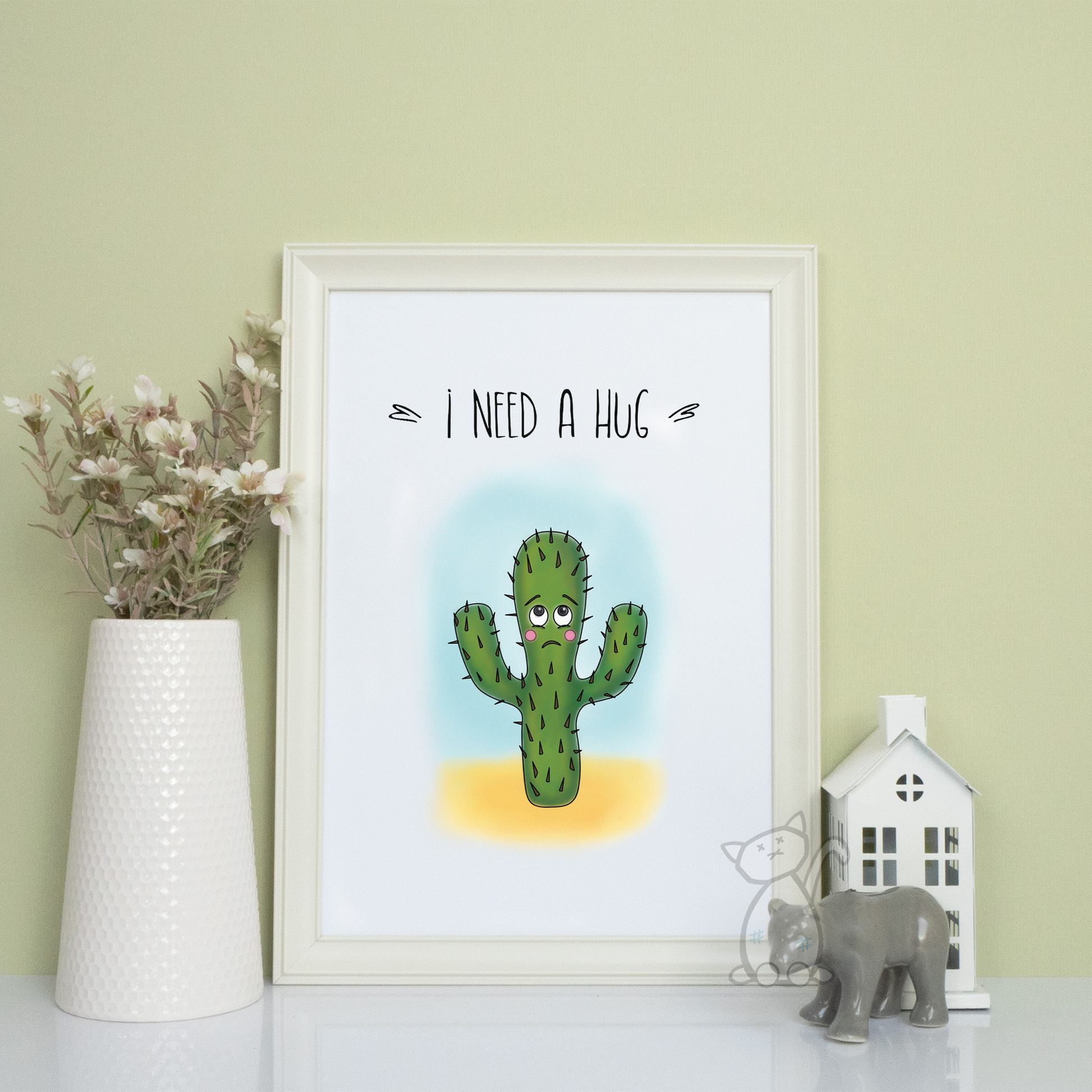 'I Need A Hug' - A4 poster print designed by Kitastrophe, printed by Bright Bear Designs