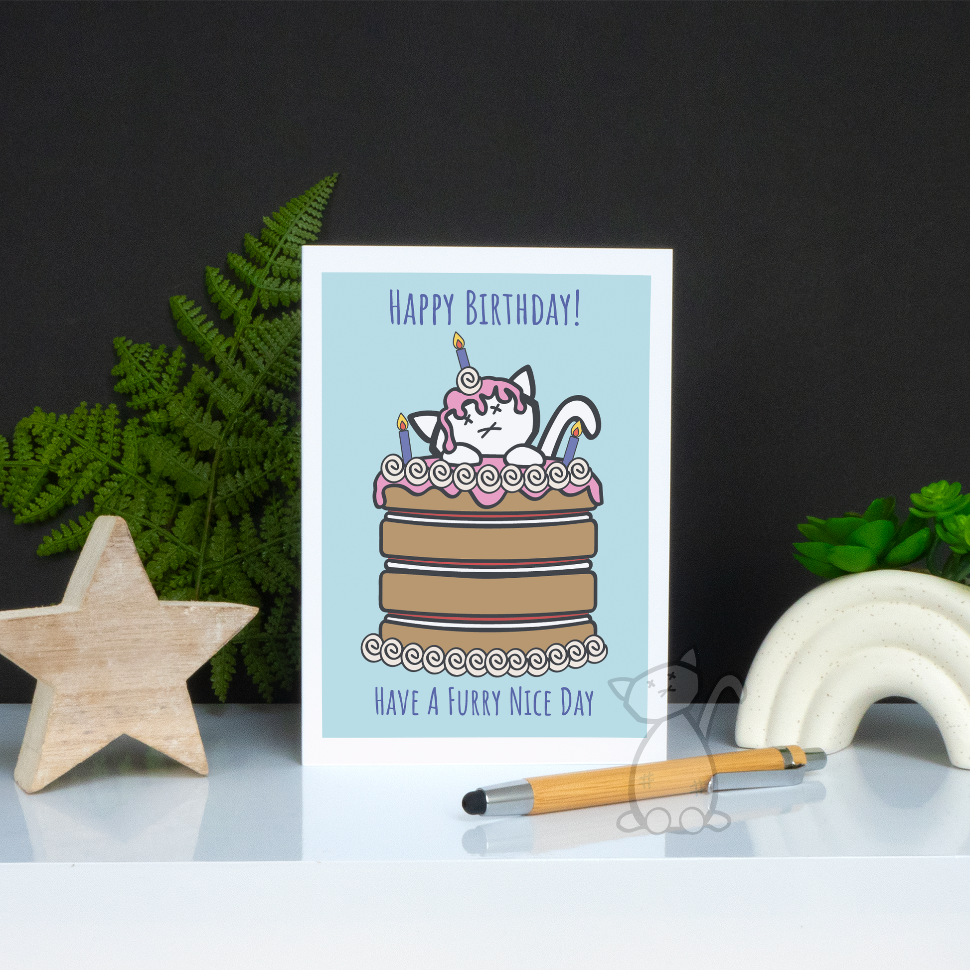 Kitastrophe Have A Furry Nice Day Birthday Card - 7x5" card, designed by Kitastrophe, printed by Bright Bear Designs