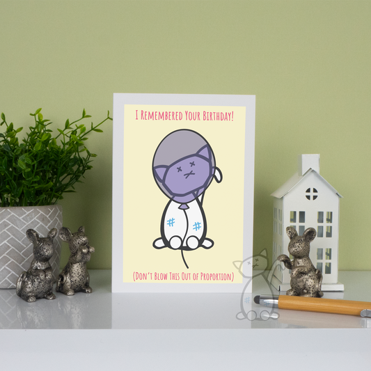 Kitastrophe I Remembered Your Birthday Card - 7x5" card, designed by Kitastrophe, printed by Bright Bear Designs