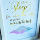 Let Her Sleep - Gold, detail. Handmade foil print by ClaireyGraphy, printed by Bright Bear Designs