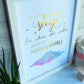 Let Her Sleep - Gold, side view. Handmade foil print by ClaireyGraphy, printed by Bright Bear Designs