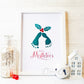 Mistletoes Christmas Footprints - green, red. Personalised handmade foil print by ClaireyGraphy, printed by Bright Bear Designs