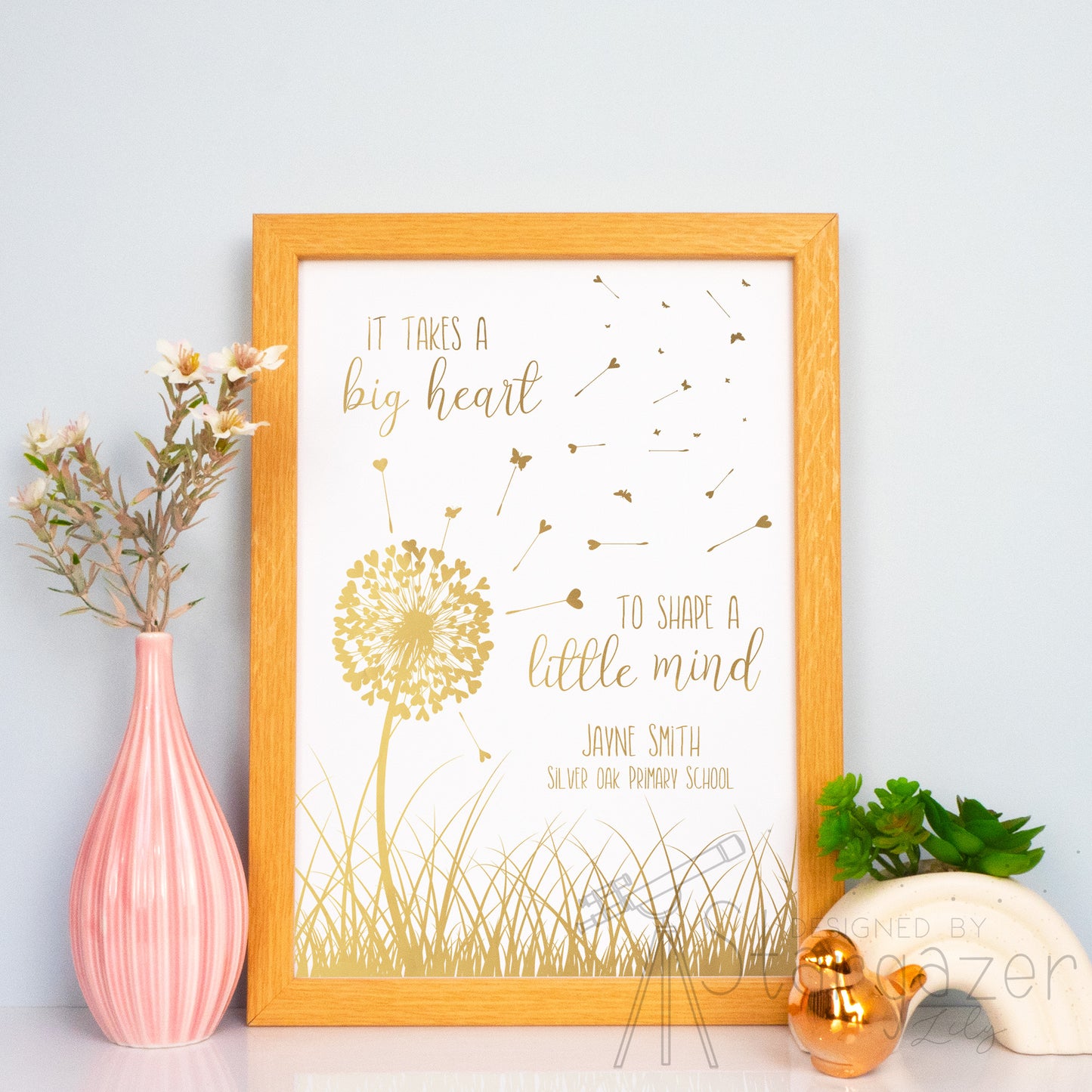 Personalised Big Hearts Shape Little Minds Print