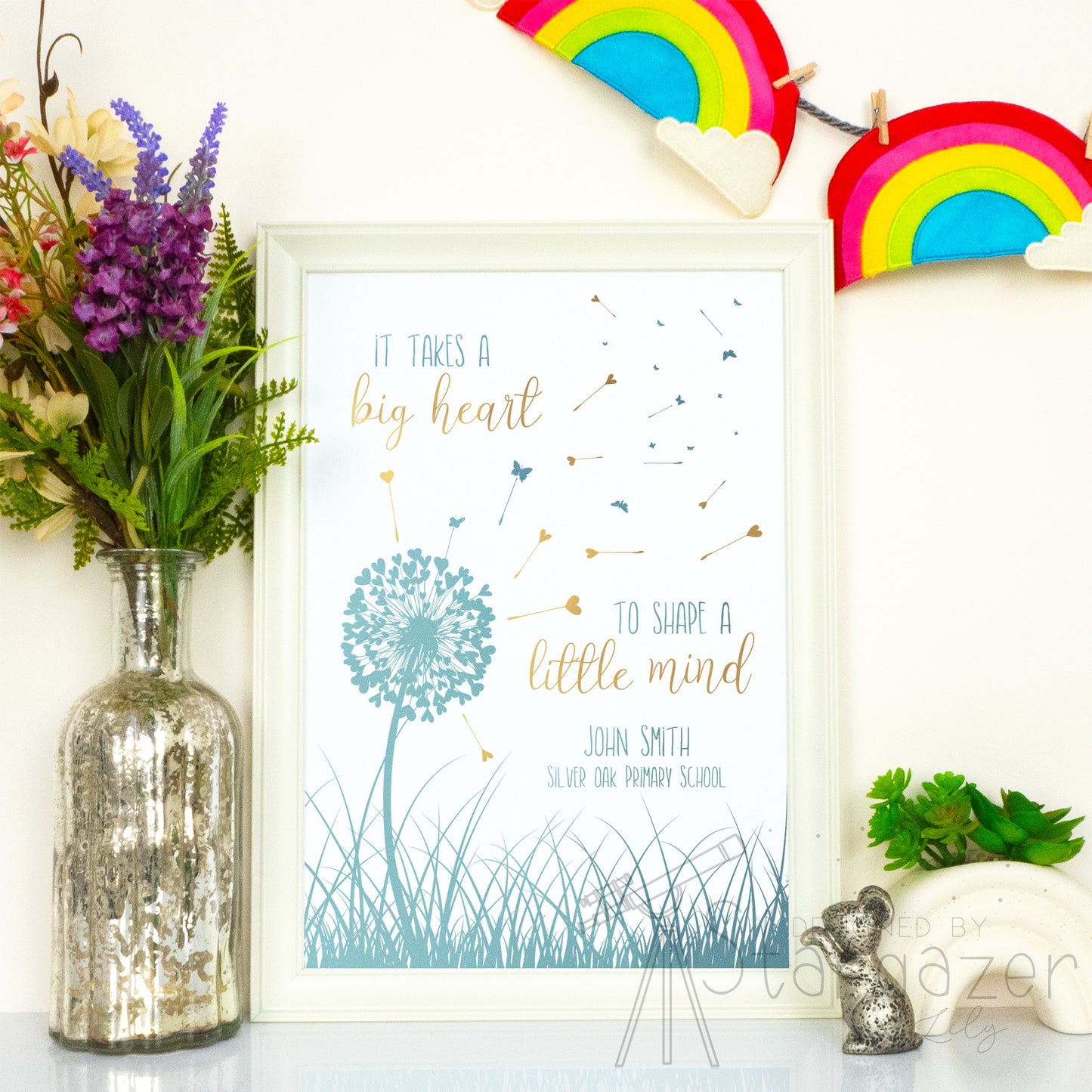 Personalised Big Hearts Shape Little Minds Print