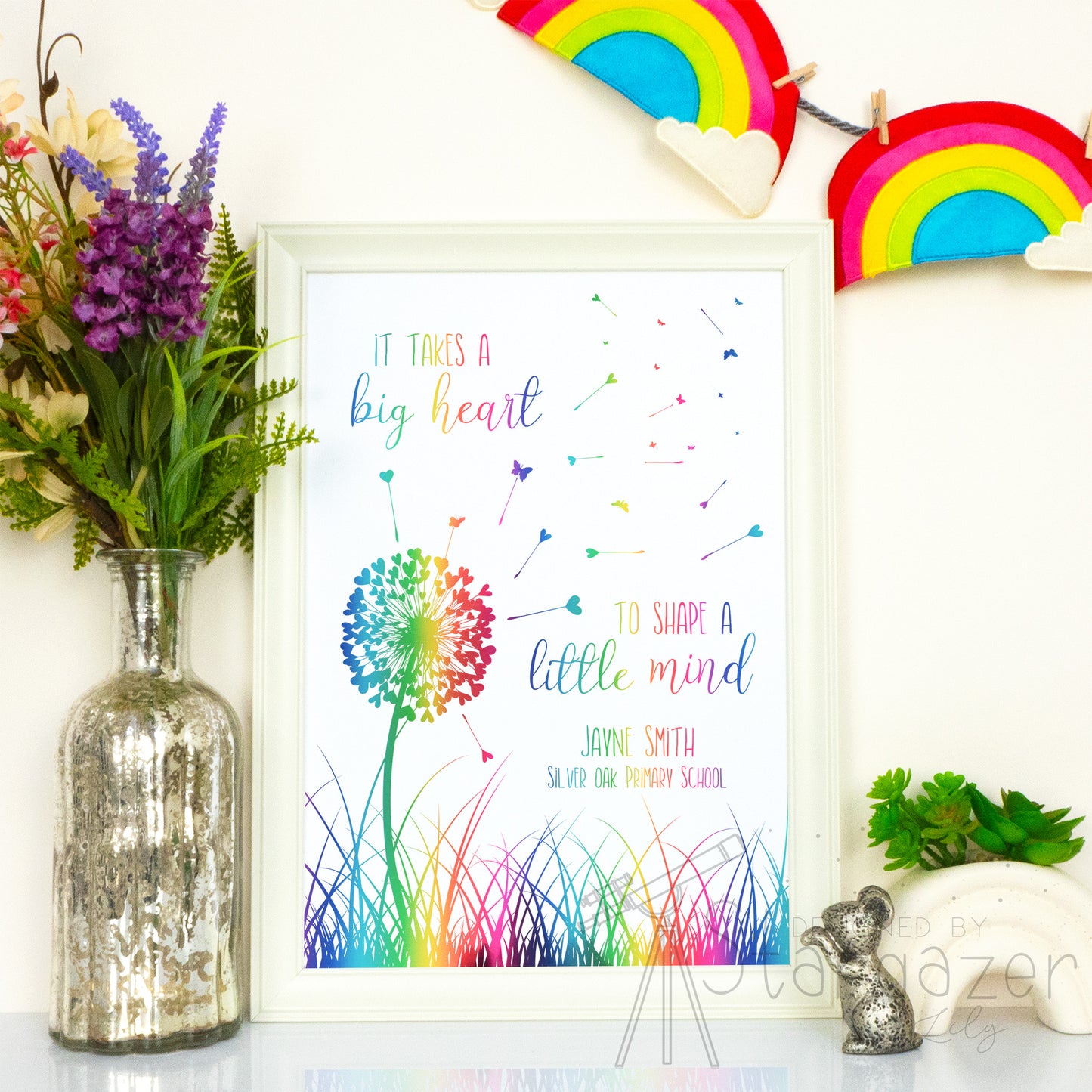 Personalised Big Hearts Shape Little Minds Print