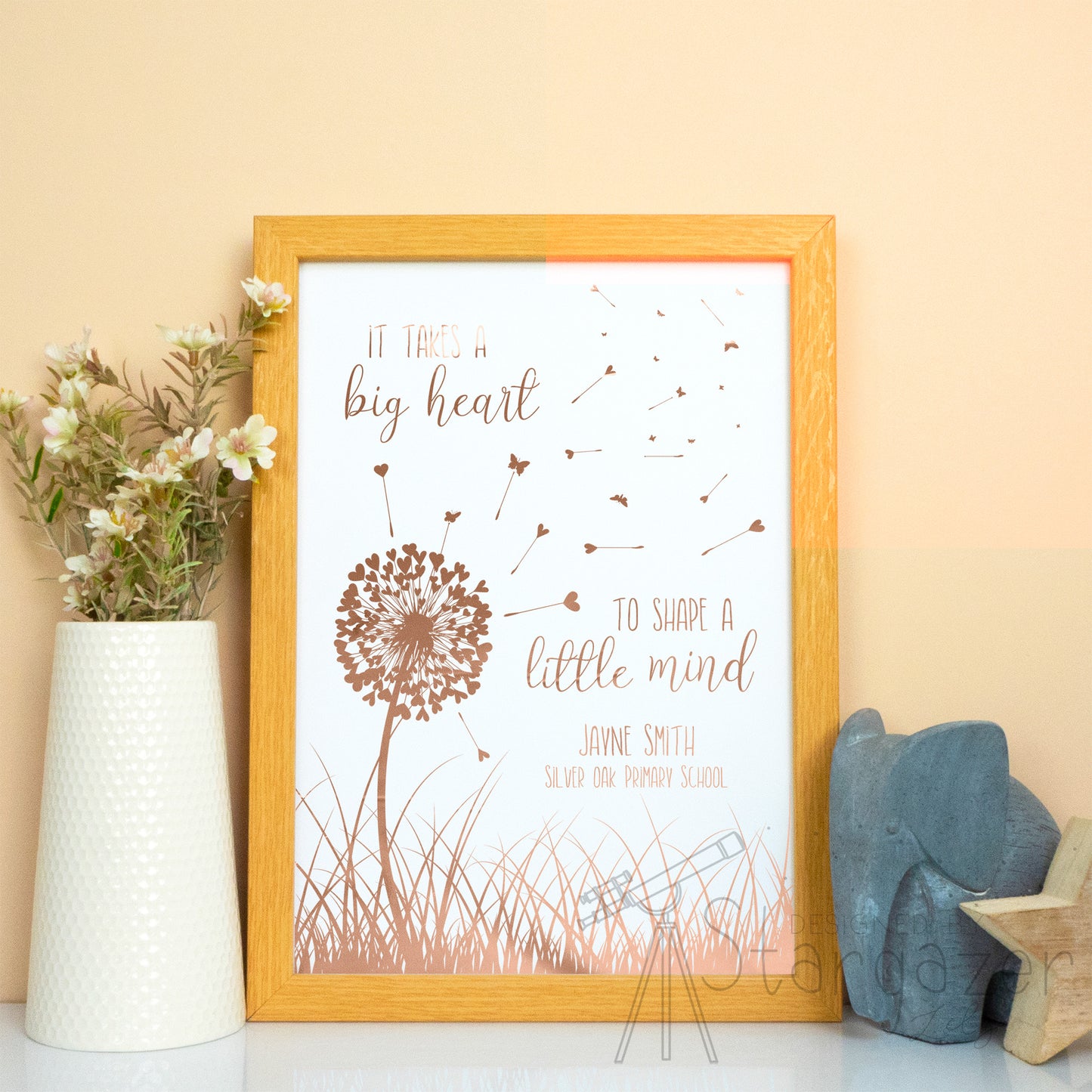 Personalised Big Hearts Shape Little Minds Print