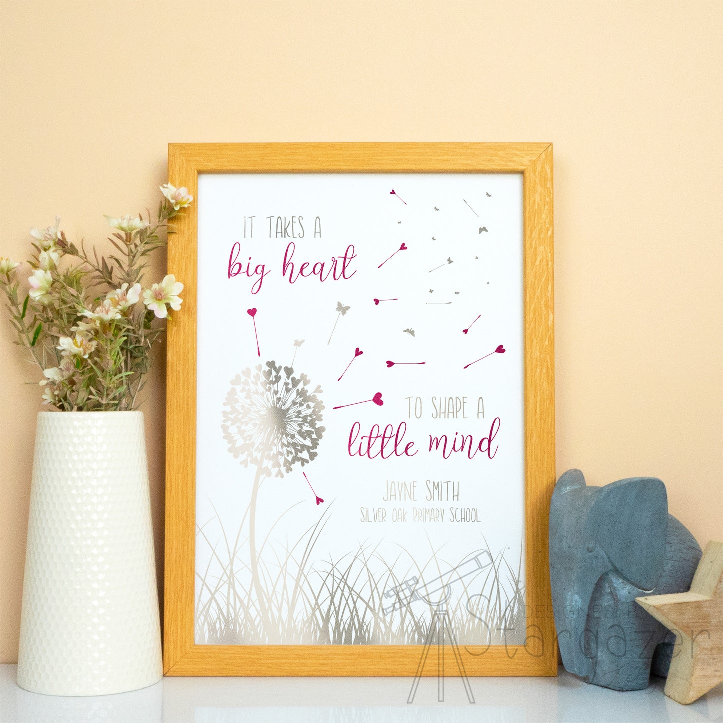 Personalised Big Hearts Shape Little Minds Print