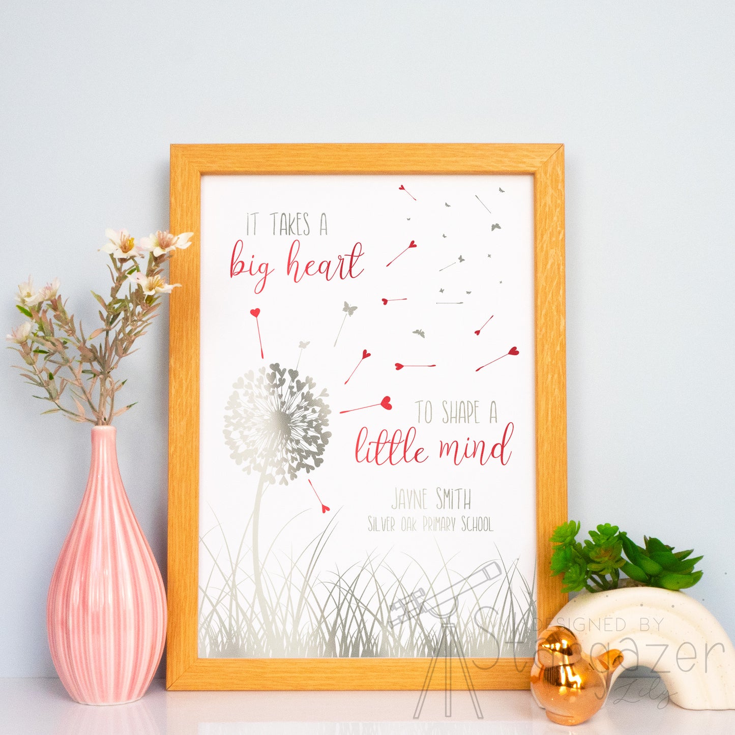 Personalised Big Hearts Shape Little Minds Print