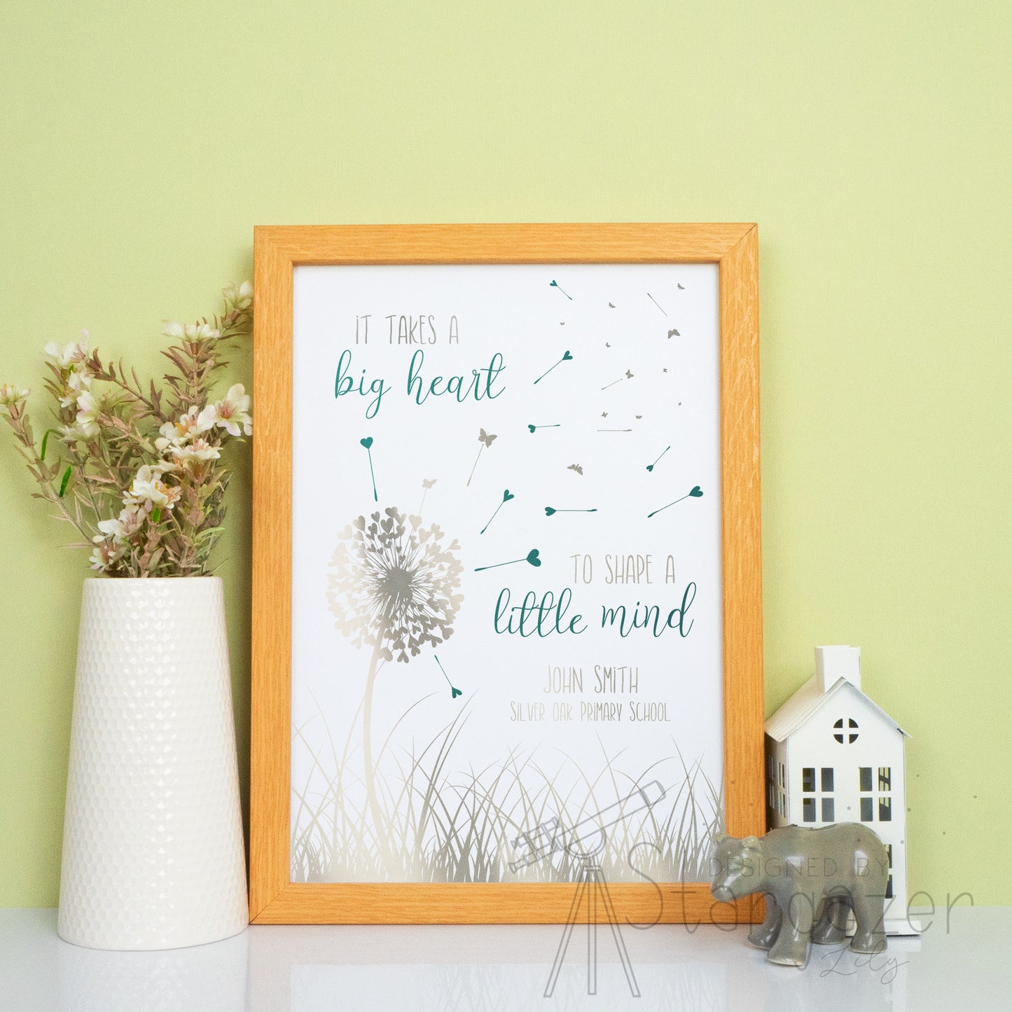 Personalised Big Hearts Shape Little Minds Print