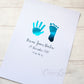 Personalised Hand & Footprints Foiled Print - Teal, unframed flat lay. Handmade, customised foil print by ClaireyGraphy, printed by Bright Bear Designs