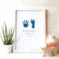 Personalised Hand & Footprints Foiled Print - Teal. Handmade, customised foil print by ClaireyGraphy, printed by Bright Bear Designs