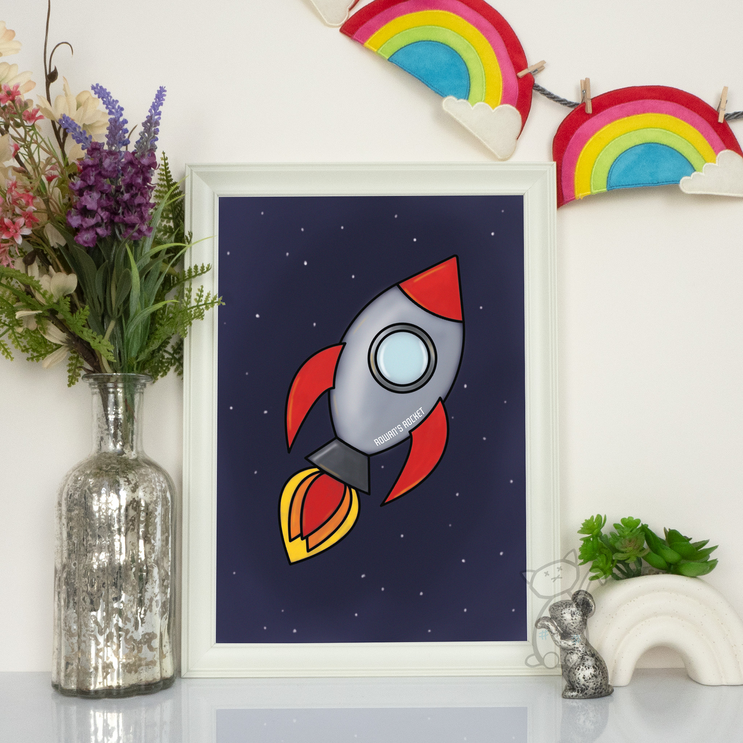 Personalised Rocket Print - A4 personalised print, designed by Kitastrophe, printed by Bright Bear Designs