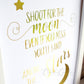 Shoot for the Moon - Gold on White, detail. Handmade foil print by ClaireyGraphy, printed by Bright Bear Designs