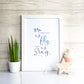 Teach Me To Sing - Royal blue. Handmade foil print by ClaireyGraphy, printed by Bright Bear Designs