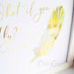 What if I Fall? - gold, feather detail. Handmade foil print by ClaireyGraphy, printed by Bright Bear Designs