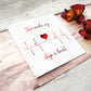 You Make My Heart Skip A Beat - red foil, side view. Handmade foil card by Stargazer Lily, printed by Bright Bear Designs