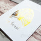 You Stole My Heart - gold foil, close view. 7x5 inch handmade foil card by ClaireyGraphy, printed by Bright Bear Designs